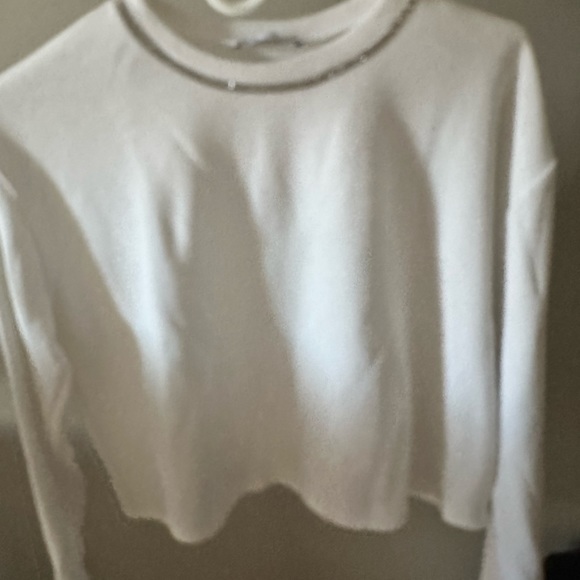 Zara long sleeve crop top! With cute silver lining on the top - Picture 1 of 4